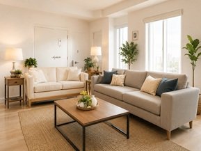 Clean apartment living room for house cleaning services in Sharjah