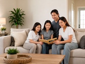 Family enjoying a clean home after professional cleaning in Sharjah